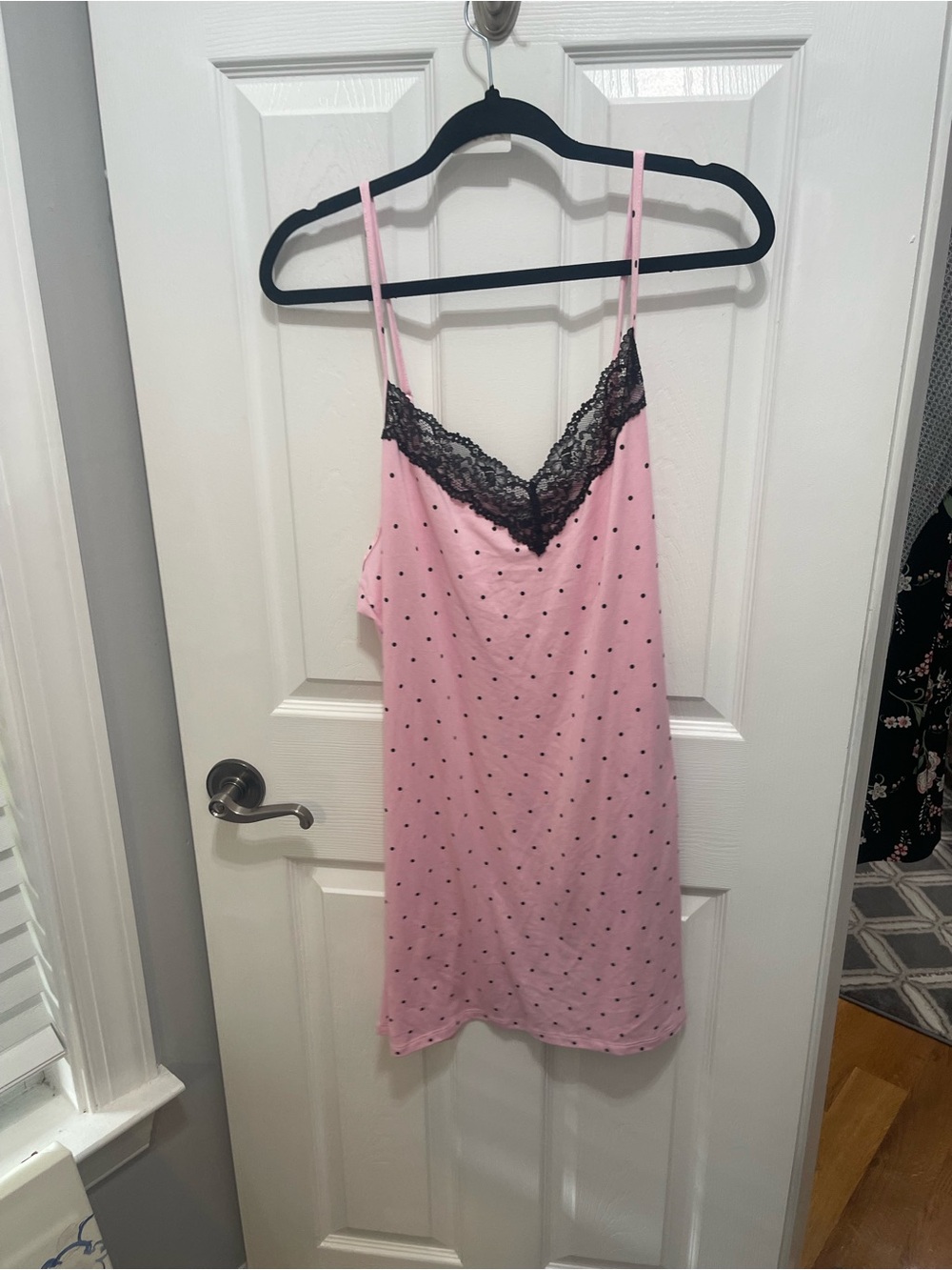 Pink Polka-Dot Lace-Trim Slip Chemise - Picture 2 of 10